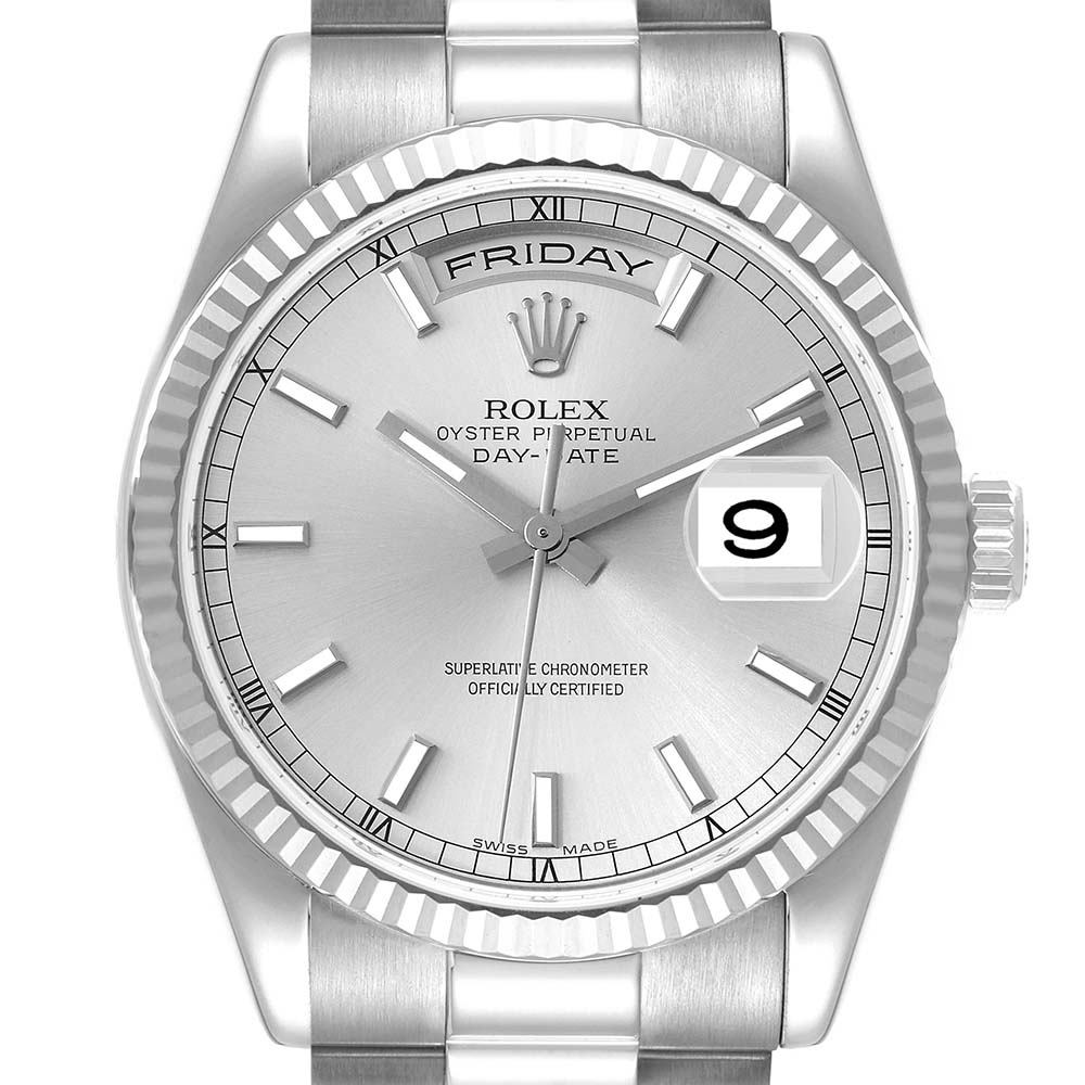 ロレックススーパーコピー デイデイト 36mm プレジデント ホワイトゴールド シルバー ダイヤル 118239 - 商品画像 8
