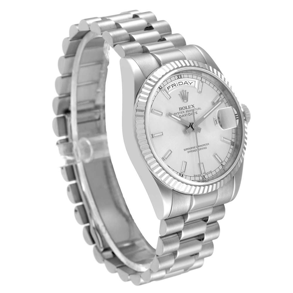 ロレックススーパーコピー デイデイト 36mm プレジデント ホワイトゴールド シルバー ダイヤル 118239 - 商品画像 4