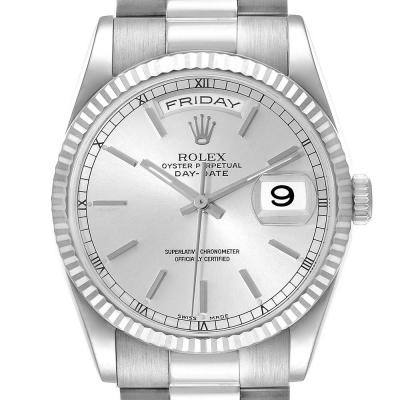 ロレックススーパーコピー デイデイト 36mm プレジデント ホワイト ゴールド シルバー ダイヤル 118239 - 商品画像 2