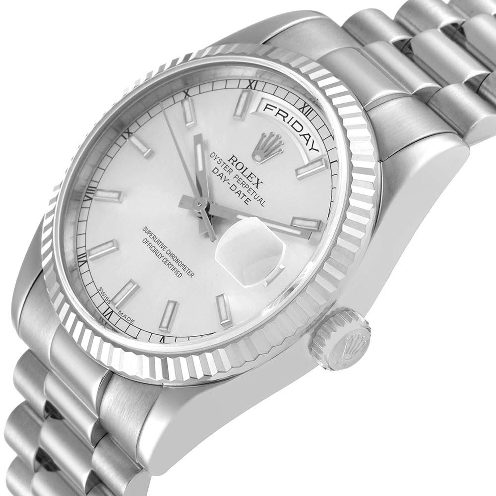 ロレックススーパーコピー デイデイト 36mm プレジデント ホワイトゴールド シルバー ダイヤル 118239 - 商品画像 6