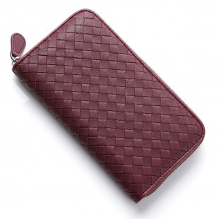 ボッテガヴェネタコピーBOTTEGA VENETA ラウンドファスナー 長財布[小銭入れ付き] WASHED LAMB バローロ レッド系 114076 vx051 2240 メンズ＆レディース