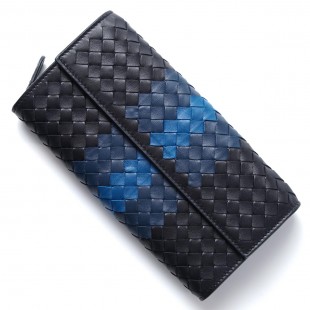 ブランドコピーボッテガヴェネタBOTTEGA VENETA 長財布[小銭入れ付き] NAPPA トルマリン×パシフィック×ピーコック ブルー系 150509 vcb41 4079 レディース