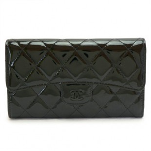 シャネルコピー 長財布 CHANEL 財布 三つ折り ココマーク パテント キルティングレザー/マトラッセ ブラック A31506