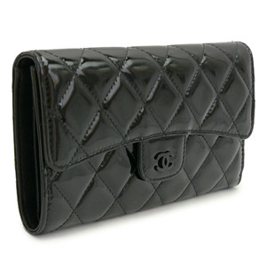 シャネルコピー 長財布 CHANEL 財布 三つ折り ココマーク パテント キルティングレザー/マトラッセ ブラック A31506 - 商品画像 3