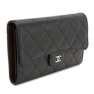 シャネル財布スーパーコピーCHANEL 三つ折り ココマーク キルティング キャビアスキン レザー/マトラッセ ブラック×ボルドー A31506 - 商品画像 3