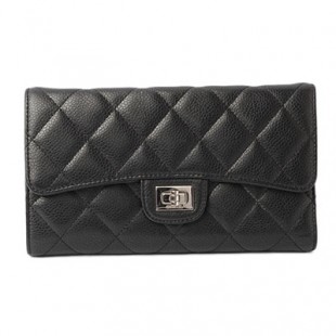 シャネルコピー財布 CHANEL 長財布 3折 A31506 マトラッセ/キャビアスキン ブラック