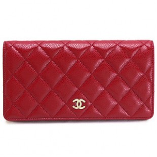 コピーシャネル財布 CHANEL 二つ折り ココマーク キルティング マトラッセ キャビアスキン ルージュレッド A31509