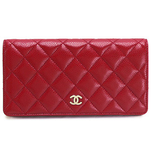 コピーシャネル財布 CHANEL 二つ折り ココマーク キルティング マトラッセ キャビアスキン ルージュレッド A31509 - 商品画像 6