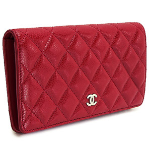 コピーシャネル財布 CHANEL 二つ折り ココマーク キルティング マトラッセ キャビアスキン ルージュレッド A31509 - 商品画像 3