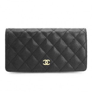 シャネルスーパーコピー財布 CHANEL シャネル 長財布 二つ折り ココマーク キルティング キャビアスキン ブラック×ボルドー/GD A31509
