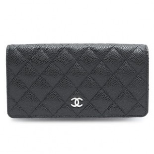シャネル財布コピーCHANEL 二つ折り ココマーク キルティング キャビアスキン ブラック×ボルドー/SV A31509 CAVIAR BLACK