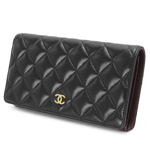シャネル CHANELコピー財布 二つ折り ココマーク キルティング マトラッセ ボルドー ラムスキン ブラック×ボルドー/GD A31509 Y01480 BLACK/BORDEAUX/GD - 商品画像 3
