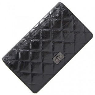 シャネルスーパーコピー 二つ折り長財布 マトラッセ 2.55 A35304 ブラック レザー 黒 キルティング ステッチ ロングウォレット レディース CHANEL