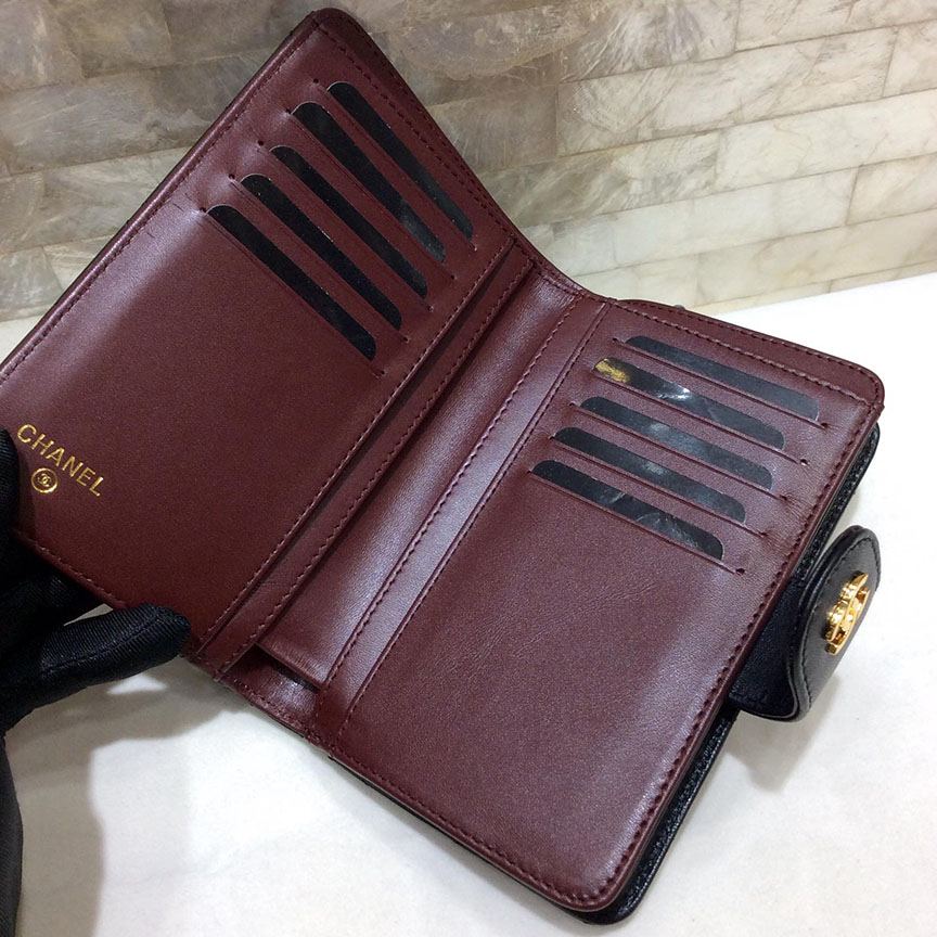 シャネル コピー ショートウォレット A48667 ラムスキン ブラック - 商品画像 1
