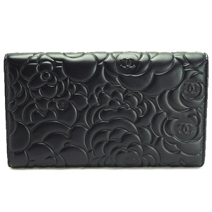 シャネルコピーCHANEL 長財布 三つ折りフラップ カメリア 型押しレザー ココマーク ブラック A48684 - 商品画像 7
