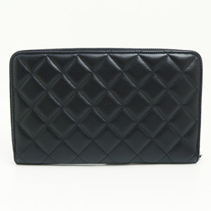 シャネル CHANEL 長財布 ラウンドファスナー キャビアスキン ココマーク キルティング マトラッセ ブラック×ボルドー A48982 - 商品画像 7