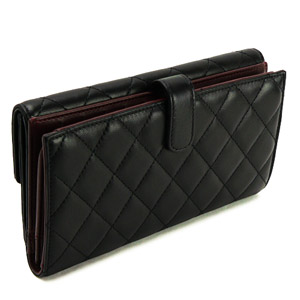 CHANEL シャネル 財布 Wホックフラップ マトラッセ レザー キルティング ブラック×ボルドー A48983 - 商品画像 7