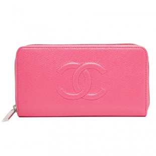 シャネル財布コピー ステッチＣＣキャビアスキン ジップウォレット ピンク/SV ラウンドファスナー財布 A50071 CHANEL