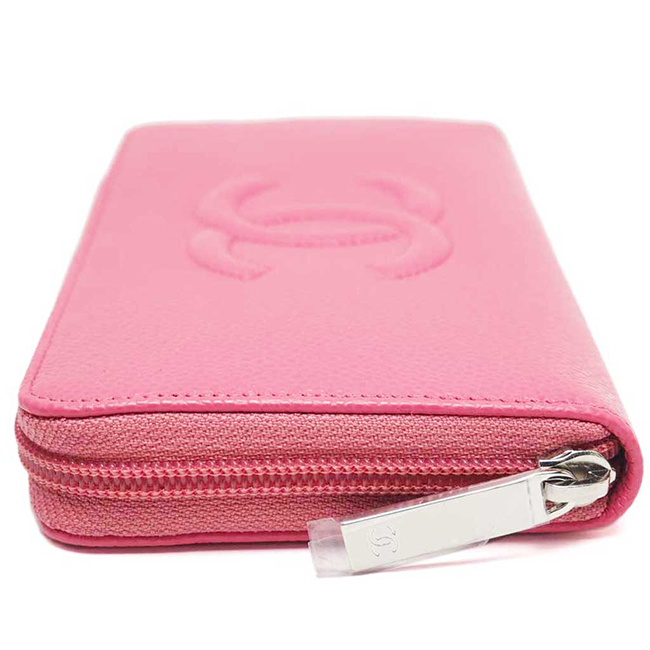 シャネル財布コピー ステッチCCキャビアスキン ジップウォレット ピンク/SV ラウンドファスナー財布 A50071 CHANEL - 商品画像 1