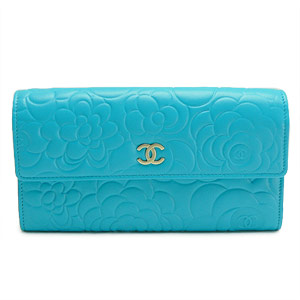 シャネル長財布スーパーコピーCHANEL シャネル 二つ折りフラップ カメリア 型押しレザー ココマーク ブルー A50084 - 商品画像 6