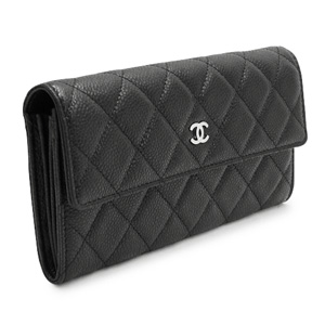 シャネルコピー 財布 CHANEL シャネル 二つ折りフラップ キャビアスキン キルティング マトラッセ レザー ブラック×ボルドー A50096 - 商品画像 3
