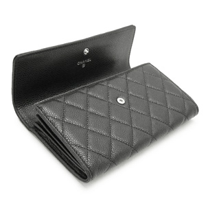 シャネルコピー 財布 CHANEL シャネル 二つ折りフラップ キャビアスキン キルティング マトラッセ レザー ブラック×ボルドー A50096 - 商品画像 4