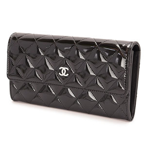 シャネルスーパーコピーCHANEL 財布 二つ折りフラップ マトラッセ/キルティング パテントレザー ブラック×SV A50096 PATENT BKSV - 商品画像 3