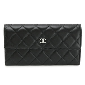 シャネル 財布 CHANELコピー 二つ折りフラップ キルティング マトラッセ ラムレザー ブラック/SV A50096 Y01480 C3906 - 商品画像 6