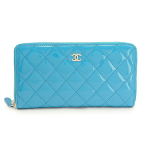 シャネルスーパーコピー財布 CHANEL シャネル 財布 ラウンドファスナー パテントレザー ココマーク キルティング マトラッセ ブルー A50097 - 商品画像 6