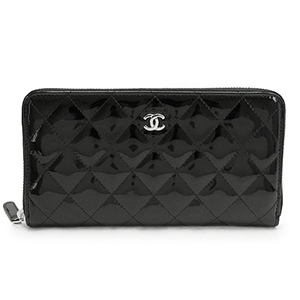 シャネルスーパーコピー 財布 CHANEL ラウンドファスナー パテントレザー ココマーク キルティング マトラッセ ブラック×SV A50097 - 商品画像 5