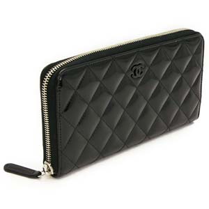 シャネルスーパーコピー長財布 CHANEL シャネル 財布 ラウンドファスナー パテントレザー ココマーク キルティング マトラッセ ブラック A50097 - 商品画像 3