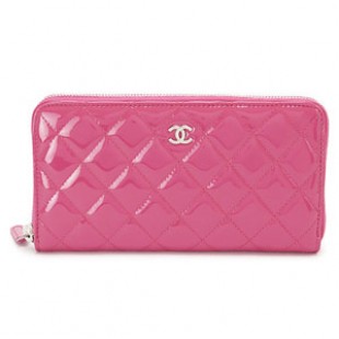シャネルスーパーコピー財布 CHANEL ラウンドファスナー パテントレザー ココマーク キルティング マトラッセ ピンク×SV A50097 Y06830 0A419