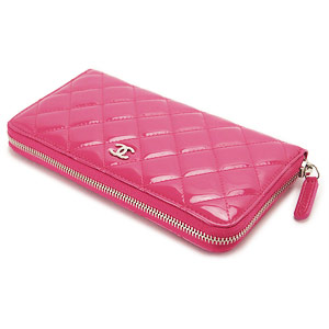 シャネルスーパーコピー財布 CHANEL ラウンドファスナー パテントレザー ココマーク キルティング マトラッセ ピンク×SV A50097 Y06830 0A419 - 商品画像 1