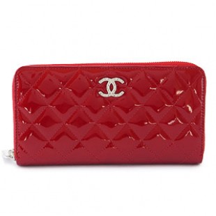 シャネル財布コピーCHANEL ラウンドファスナー パテントレザー ブリリアント キルティング レッド A50106 - 商品画像 2