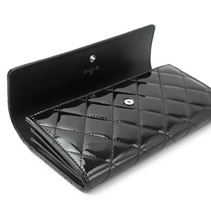 シャネルコピー 二つ折り財布 パテントレザー ブリリアント キルティング ブラック A50107 - 商品画像 4