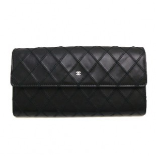 シャネルコピー財布 CHANEL 二つ折り キルティング レザー ココマーク ブラック A50934