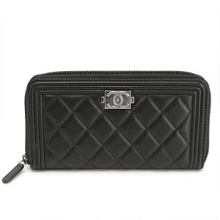 シャネルスーパーコピー財布 CHANEL ラウンドファスナー BOY CHANEL/ボーイシャネル ラムスキン キルティング マトラッセ ブラック A68733