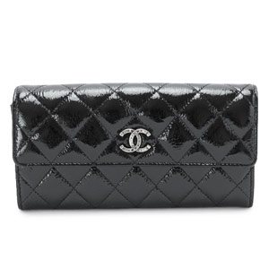 CHANELコピーシャネル 財布 二つ折りフラップ ココマーク キルティング パテントレザー ブラック A69351 Y25149 94305 - 商品画像 5