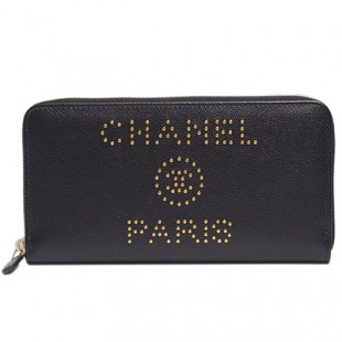 シャネル財布スーパーコピー ドーヴィル ジップウォレット 黒/GO キャビア A80056 CHANEL - 商品画像 2