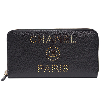 シャネル財布スーパーコピー ドーヴィル ジップウォレット 黒/GO キャビア A80056 CHANEL - 商品画像 7