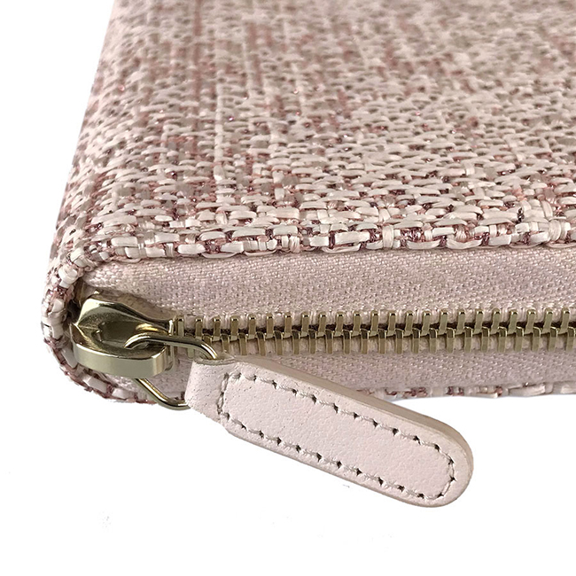 シャネルコピー CHANEL ドーヴィル ツイード ラウンドファスナー 長財布 A80056 ピンク ラフィア×カーフレザー レディース財布 - 商品画像 1