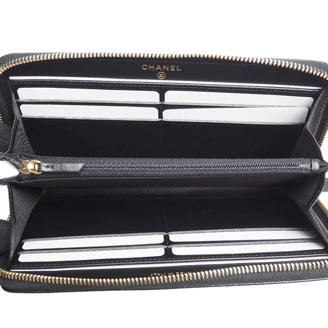 シャネル財布スーパーコピー ドーヴィル ジップウォレット 黒/GO キャビア A80056 CHANEL - 商品画像 3