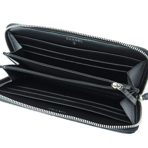 シャネルコピー財布 CHANEL ラウンドファスナー キルティング/マトラッセ レザー ココマーク ブラック A80110 - 商品画像 1