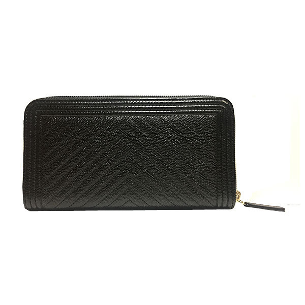 CHANEL シャネル クルーズ ボーイシャネル ラウンドファスナー キャビア シェブロン Vステッチ 長財布 ブラック 黒 ゴールド金具 A80288 Y33123 - 商品画像 1
