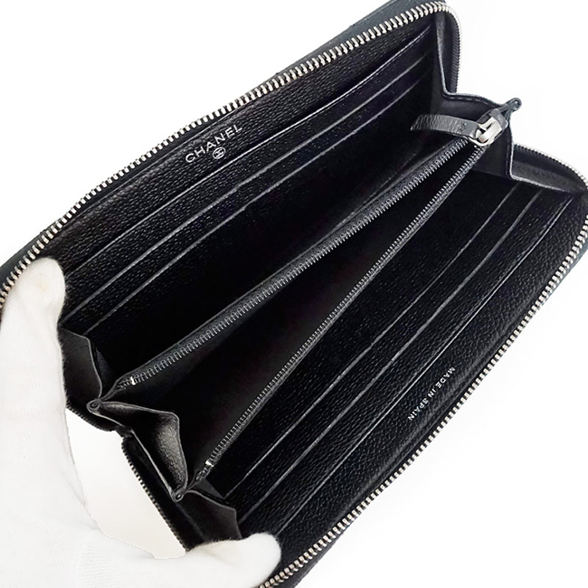 シャネルスーパーコピー ソフトキャビアスキン マトラッセ ラウンドファスナー 長財布 ブラック 黒 A80548 - 商品画像 3
