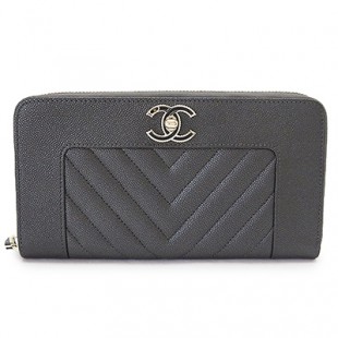 シャネルスーパーコピー長財布 レディース マドモワゼル CHANEL A80969 ラウンドファスナー 財布 マトラッセ キルティング ココマーク レザー ダークグレー系