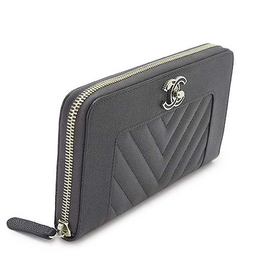 シャネルスーパーコピー長財布 レディース マドモワゼル CHANEL A80969 ラウンドファスナー 財布 マトラッセ キルティング ココマーク レザー ダークグレー系 - 商品画像 3