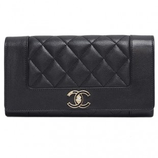 シャネル財布コピー マドモアゼル ヴィンテージ マトラッセ フラップウォレット 黒 A80971 CHANEL