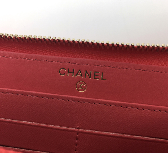 シャネルスーパーコピー ロゴプレート ラウンドファスナー長財布 ピンク ラムスキン A80979 レディース - 商品画像 5