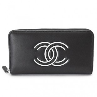 シャネル長財布コピー レディース CHANEL 財布 ラウンドファスナー CCココマーク レザー ブラック ×ホワイト 黒 A84124 Y01480 C0229 - 商品画像 2